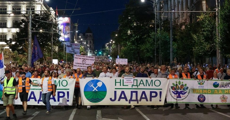 Протест против добычи лития в Белграде 10 августа